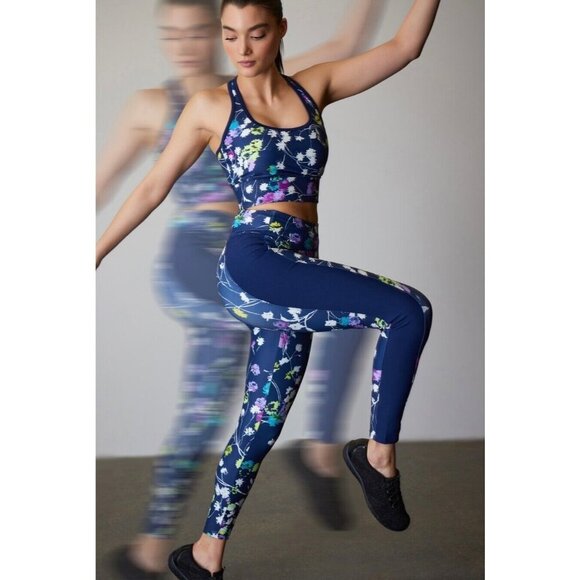 Josie Natori Size S Navy Trellis Wave Solstice Hi-Rise Media Pocket‎ Legging - Picture 2 of 6